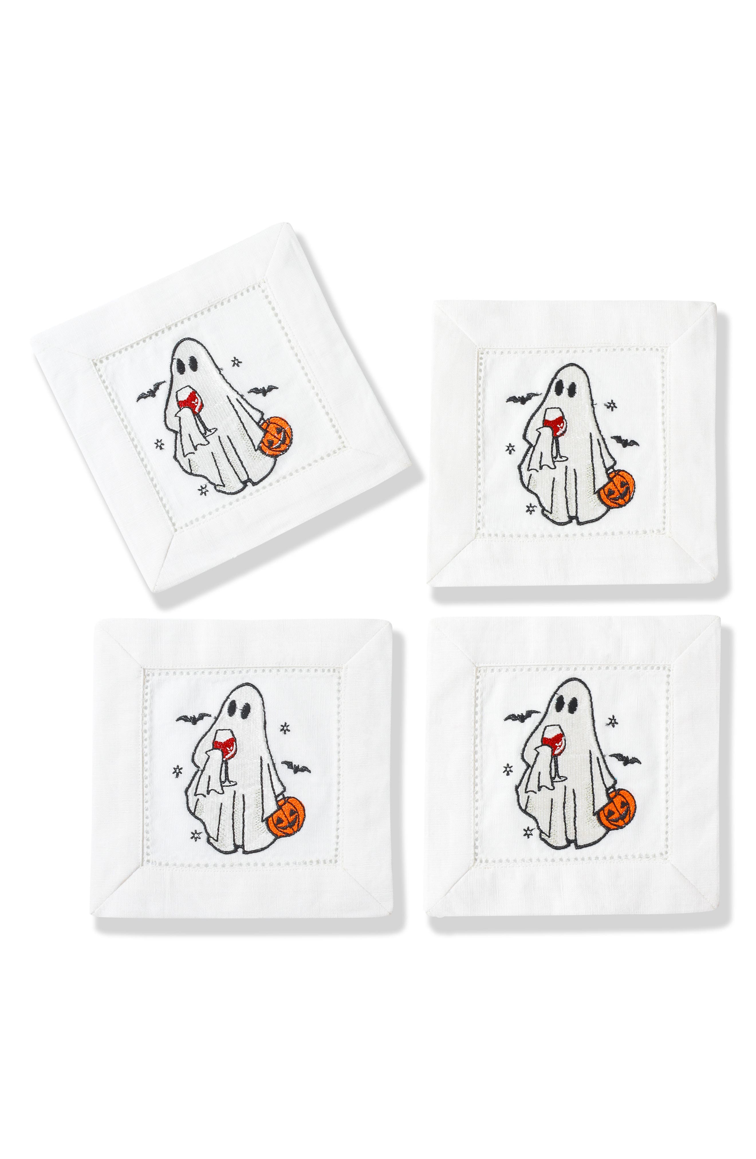 Spirited Sips Embroidered Linen Cocktail Napkins