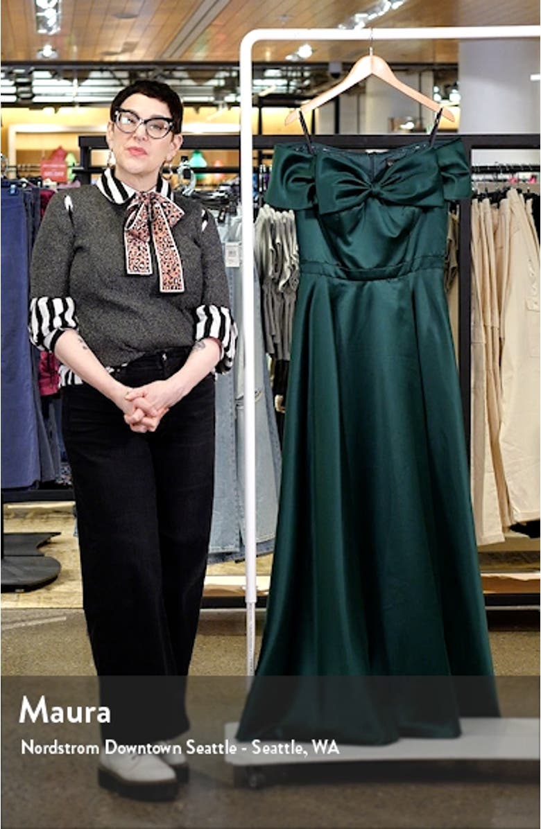 Bow Front Off the Shoulder Satin Ballgown, sales video thumbnail