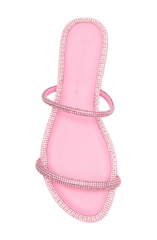 Wild Diva Lounge Roo Rhinestone Slide Sandal In Pink