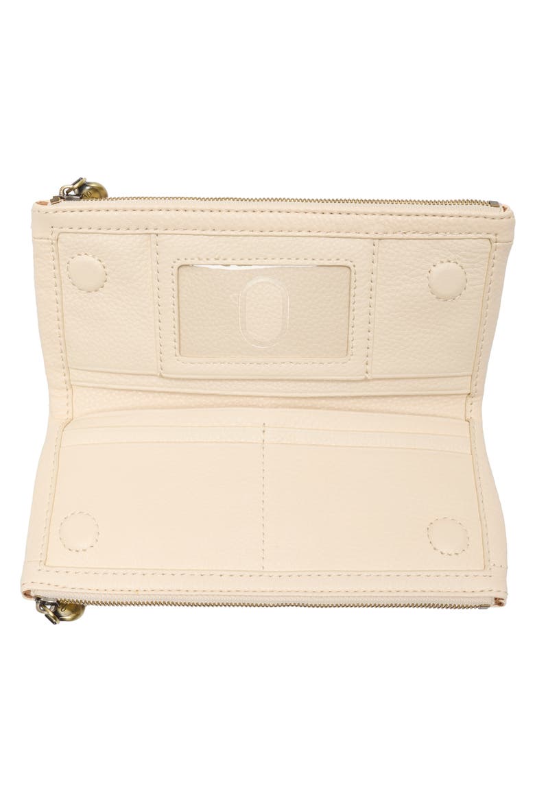 Keen Large Zip Top Leather Wallet, Alternate, color, CREAM