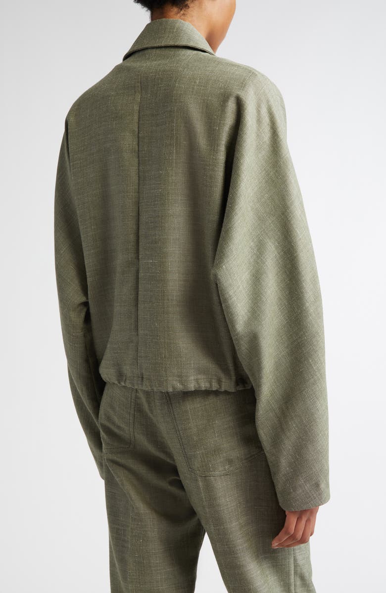 FERRAGAMO Patch Pocket Virgin Wool & Silk Blend Jacket, Alternate, color, Olive/ White