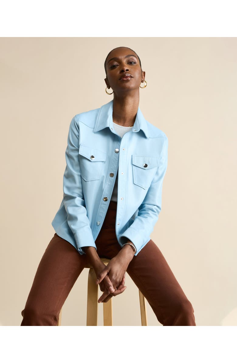 FURNIQ UK LLC Leather Shirt Jacket, Alternate, color, Blue