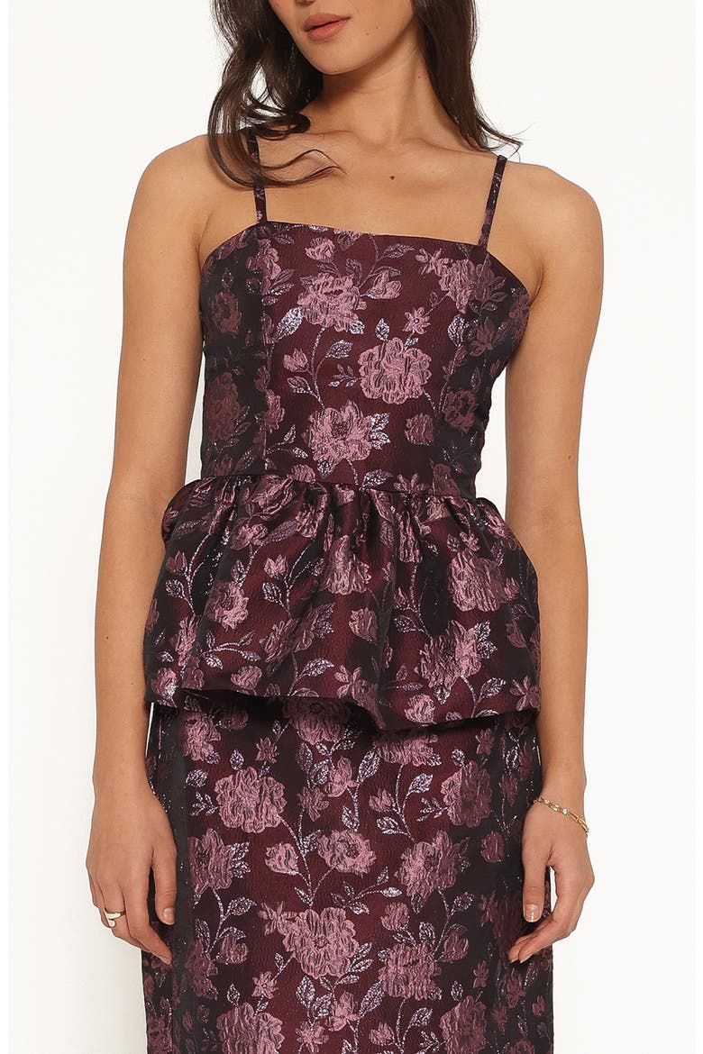 Allegro Floral Brocade Peplum Top, Main, color, PLUM BROCADE