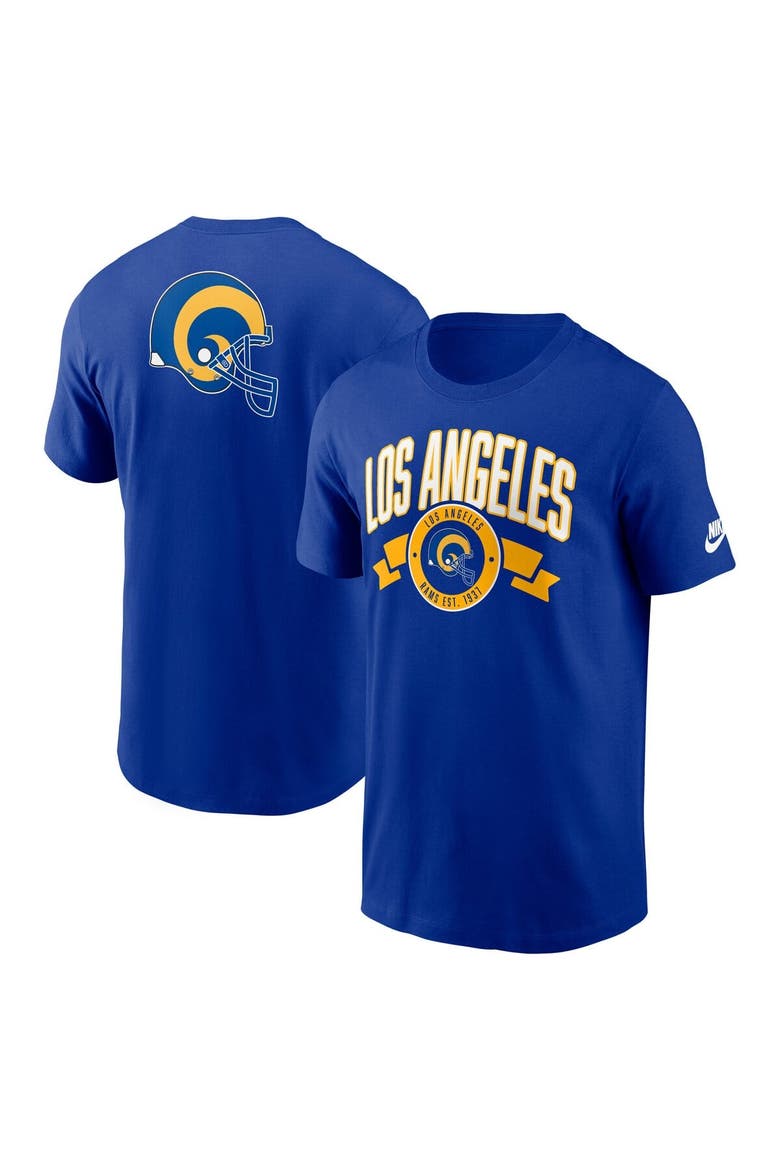 Men's Nike Royal Los Angeles Rams Rewind Front and Back Hit Essential T-Shirt, Alternate, color, Royal
