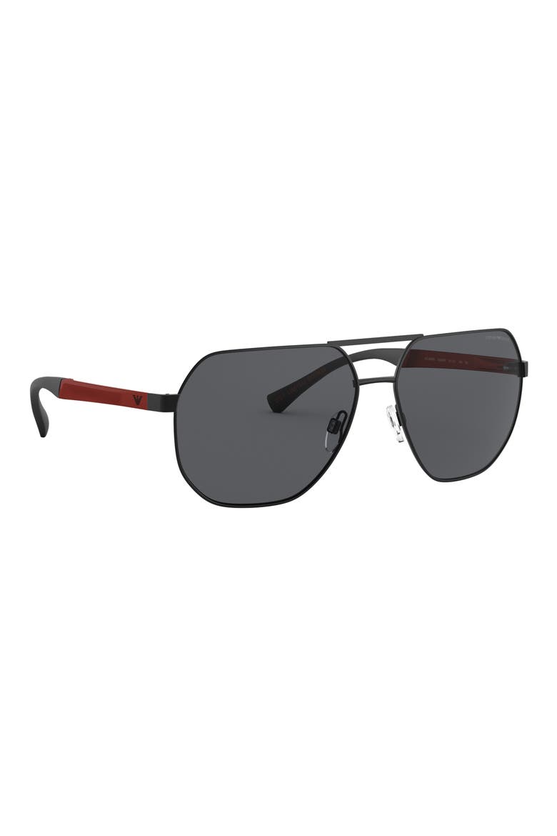 61mm Square Sunglasses, Alternate, color, MATTE BLACK / GREY