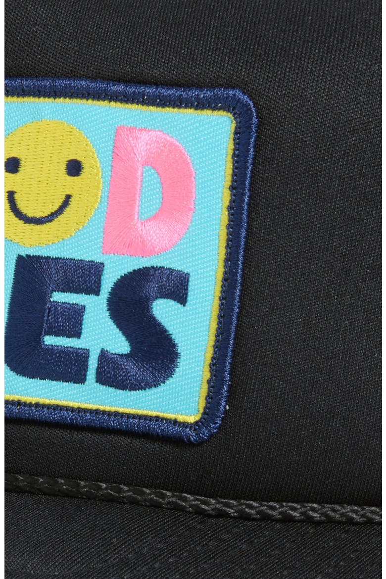 Good Times Patch Trucker Hat, Alternate, color, BLACK