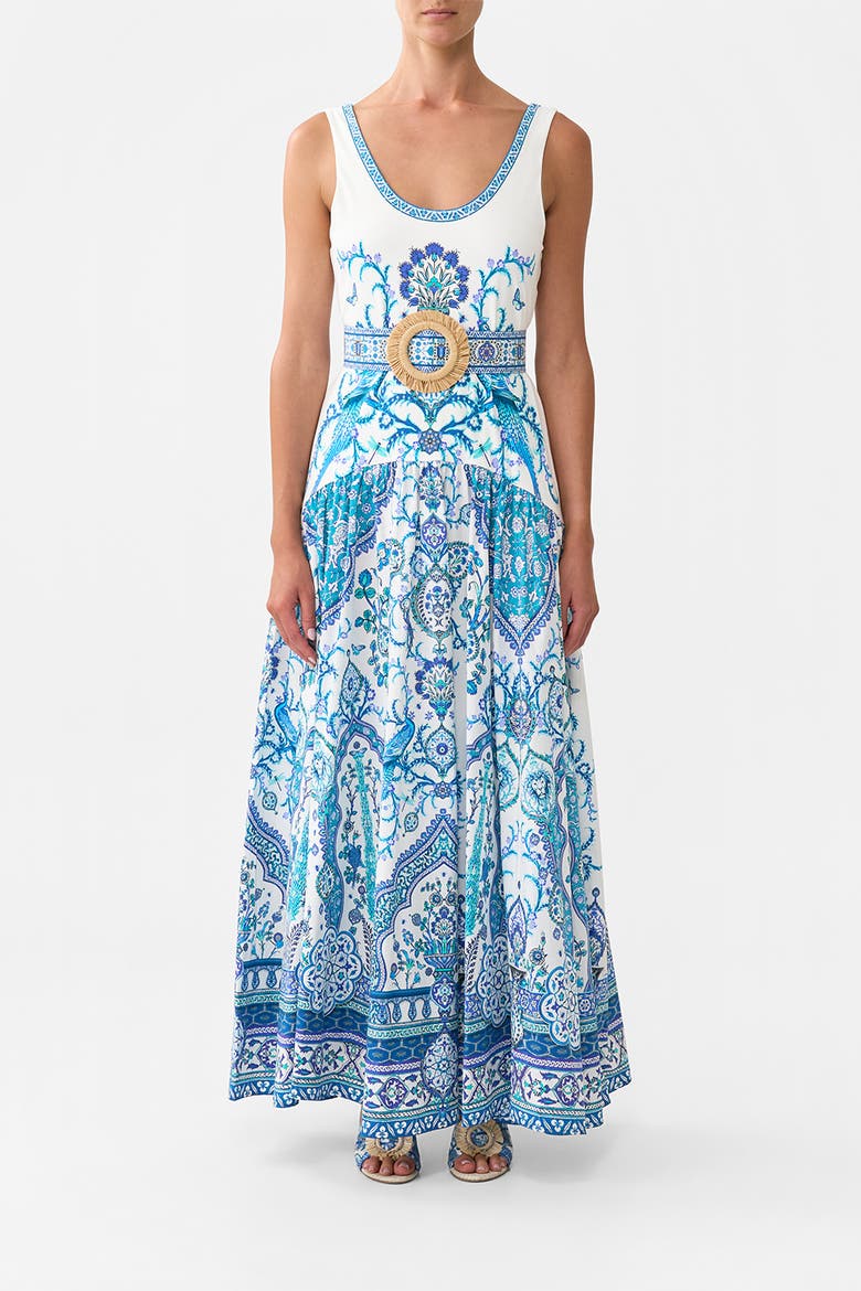 Jersey Tank Dress With Contrast Skirt Isnik Lullaby, Main, color, Isnik Lullaby