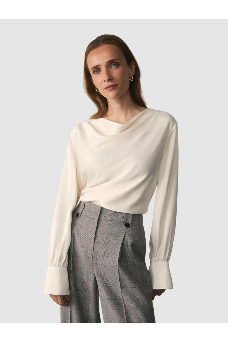 Loano Cowl Neck Long Sleeve Top, Main, color, White