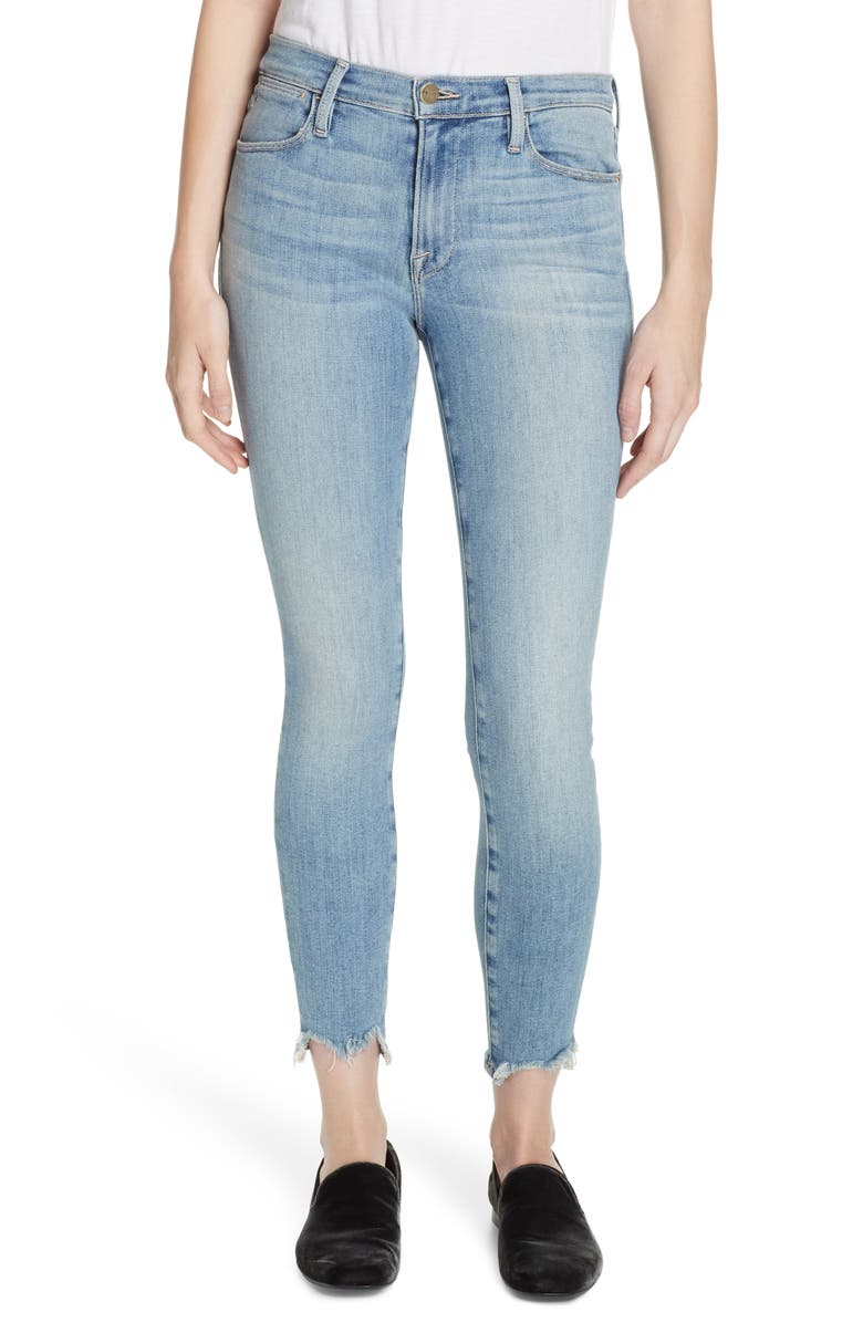 FRAME Le High Chew Hem Ankle Skinny Jeans, Main, color, 