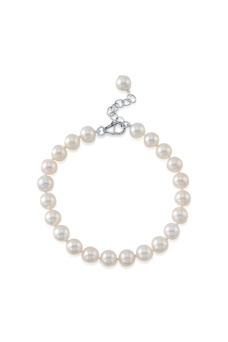 7.5-8.5mm White Freshwater Pearl Adjustable Bracelet for Men, Main, color, White Pearls