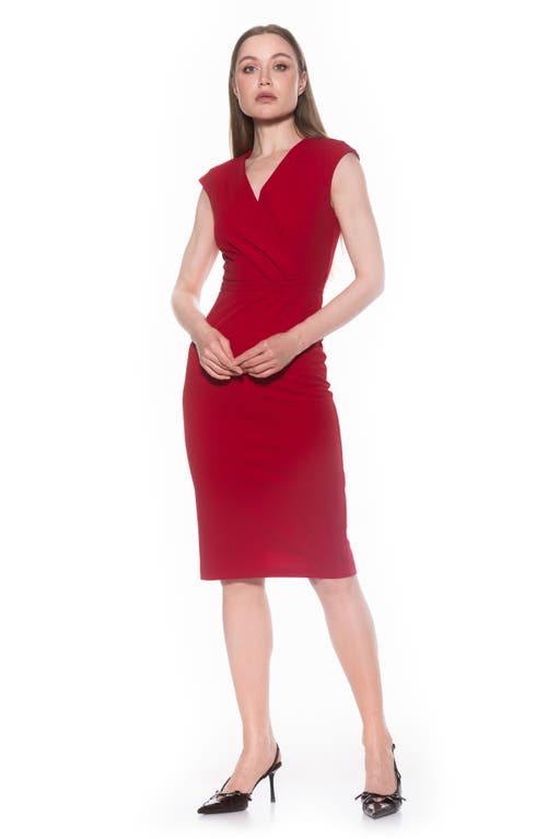 Alexia Admor Essence Cap Sleeve Midi Sheath Dress In Red
