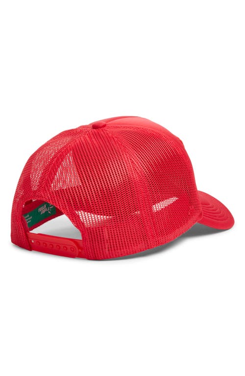 Friday Feelin ' Meet Me Under The Mistletoe Patch Trucker Hat In Red