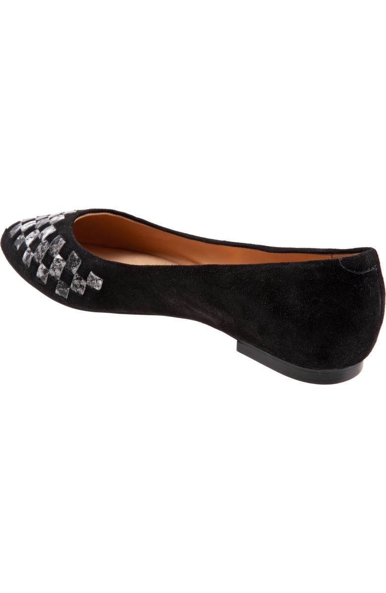 Trotters Estee Woven Flat, Alternate, color, Black Sue/ Snake