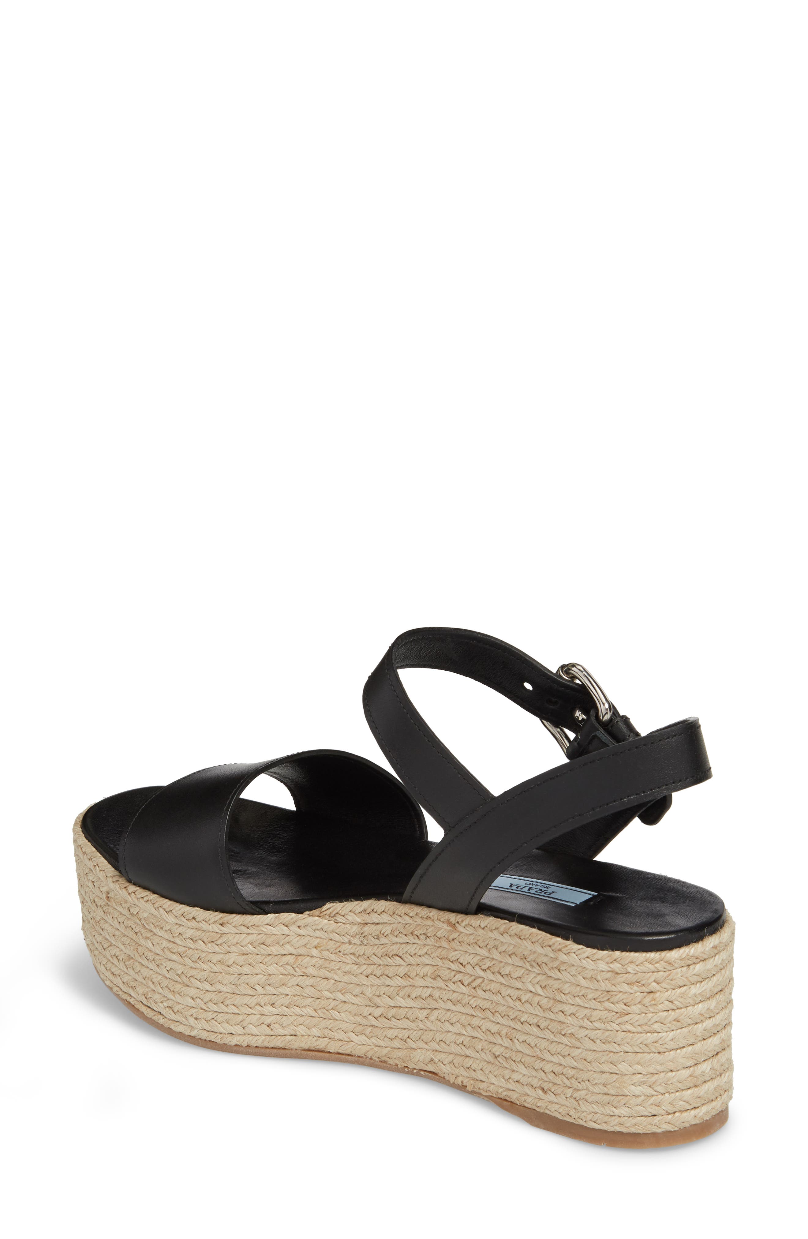 Prada Platform Espadrille Sandal, Alternate, color, 