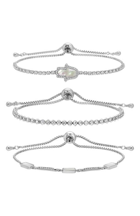Set of 3 Maryam Cubic Zirconia Bolo Bracelets