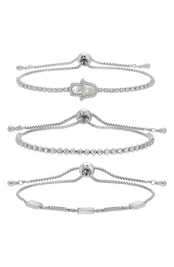 Eye Candy Los Angeles Set Of 3 Maryam Cubic Zirconia Bolo Bracelets In Silver
