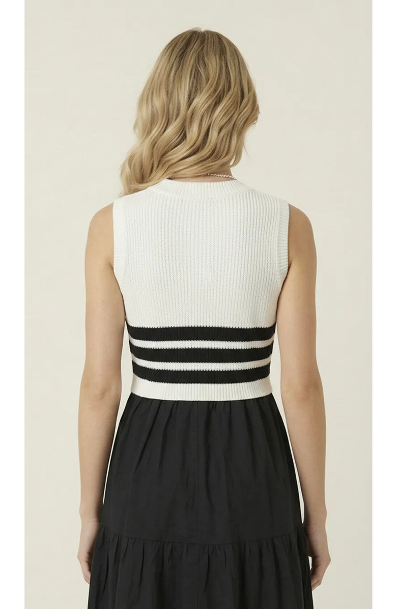 Modenaire Striped Knit Tiered Midi Dress, Alternate, color, Off-White / Black