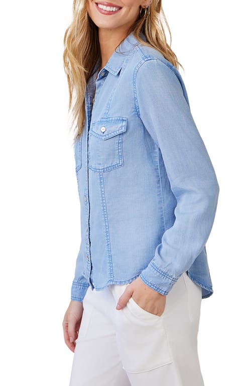 Bella Dahl Seamed Chambray Button-up Shirt In Coastal Spray Wash