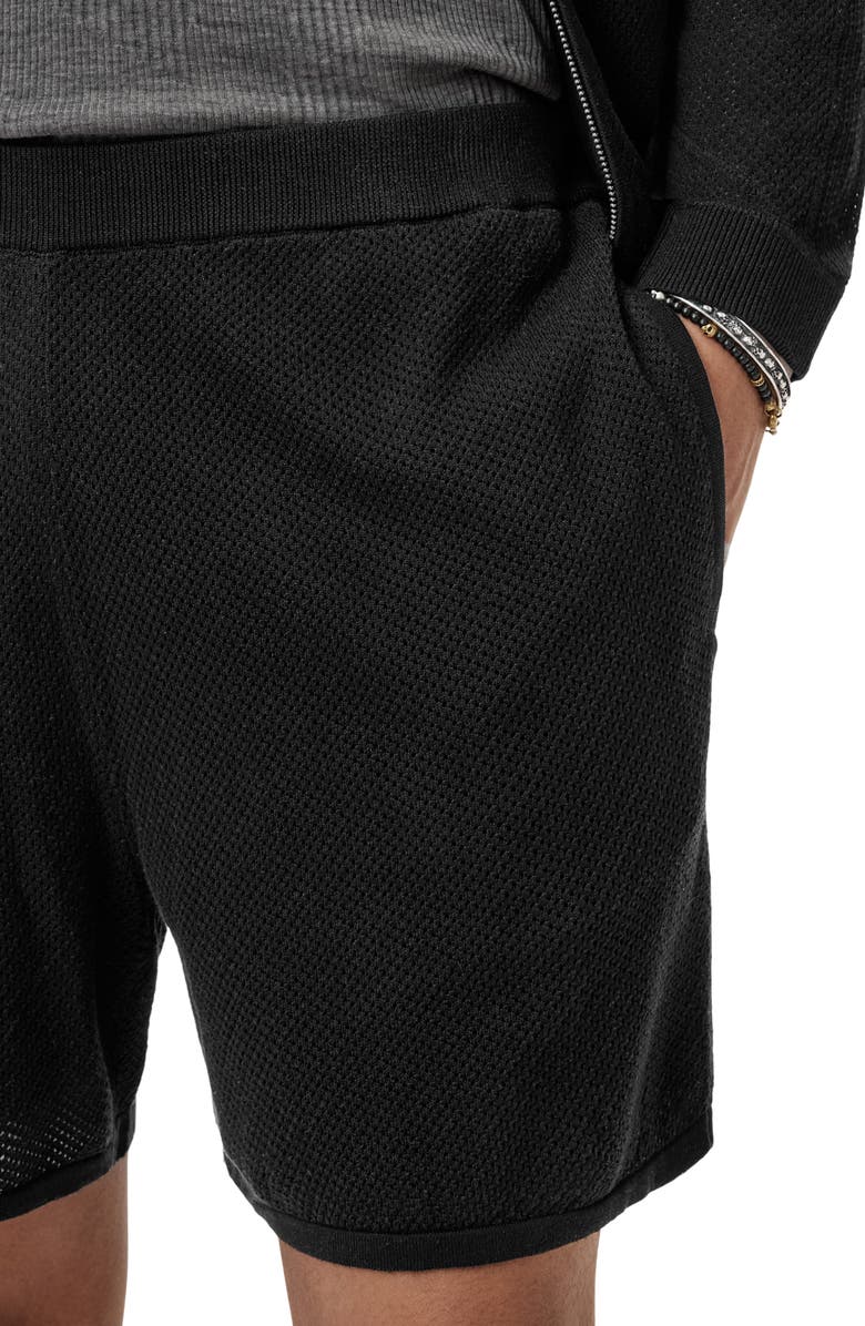 John Varvatos Marvin Mesh Sweater Shorts, Alternate, color, Black