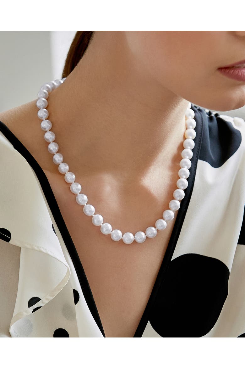 9.5-10mm Japanese Akoya White Pearl Necklace - AA+ Quality, Main, color, White Gold Clasp