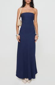 Princess Polly Yahir Strapless Linen Blend Maxi Dress