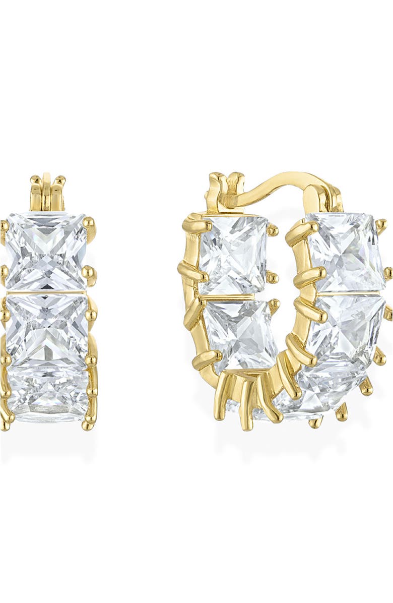 BEN ONI Square Cut Cubic Zirconia Huggie Hoops, Main, color, 