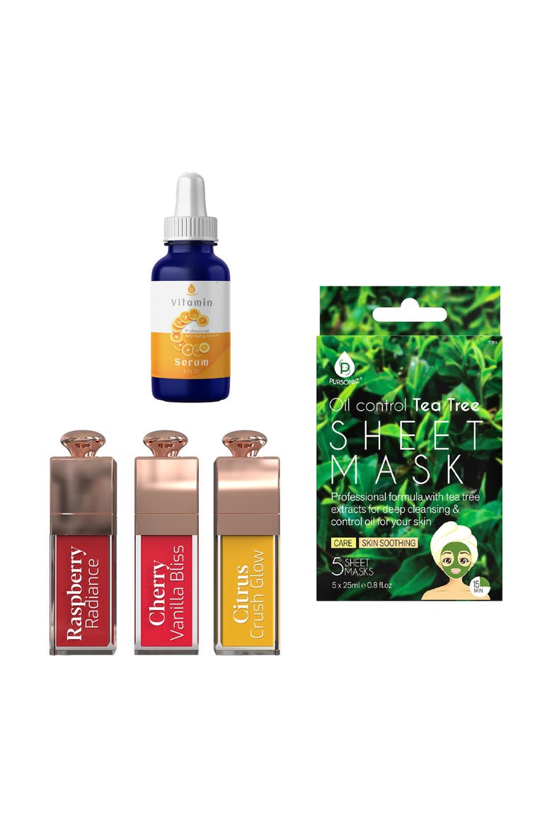 Radiant Skin Set Vitamin C Serum & Tea Tree Sheet Masks, Main, color, Multicolor
