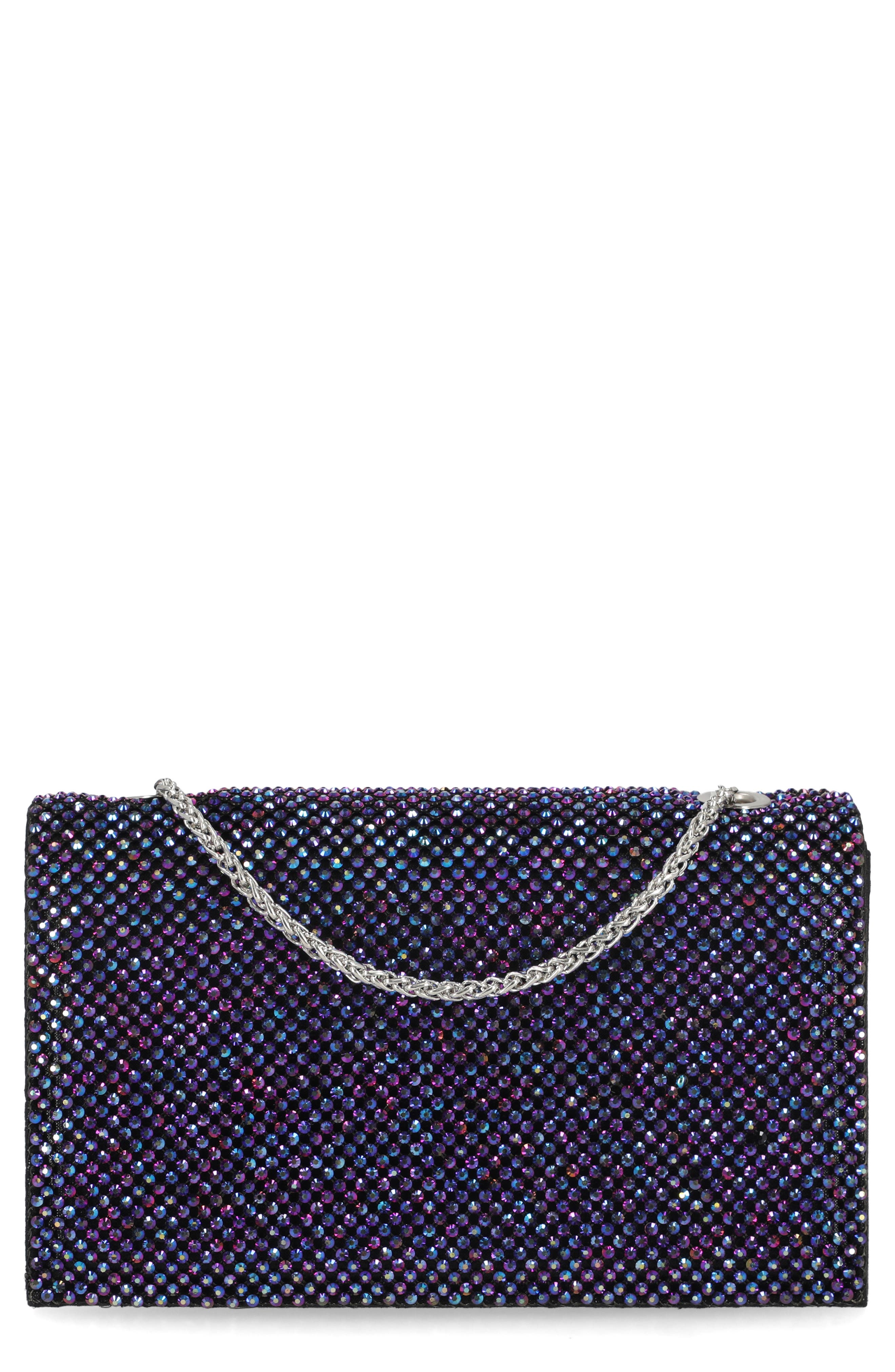 Jessica McClintock Adria Rhinestone Embellished Chain Handle Clutch