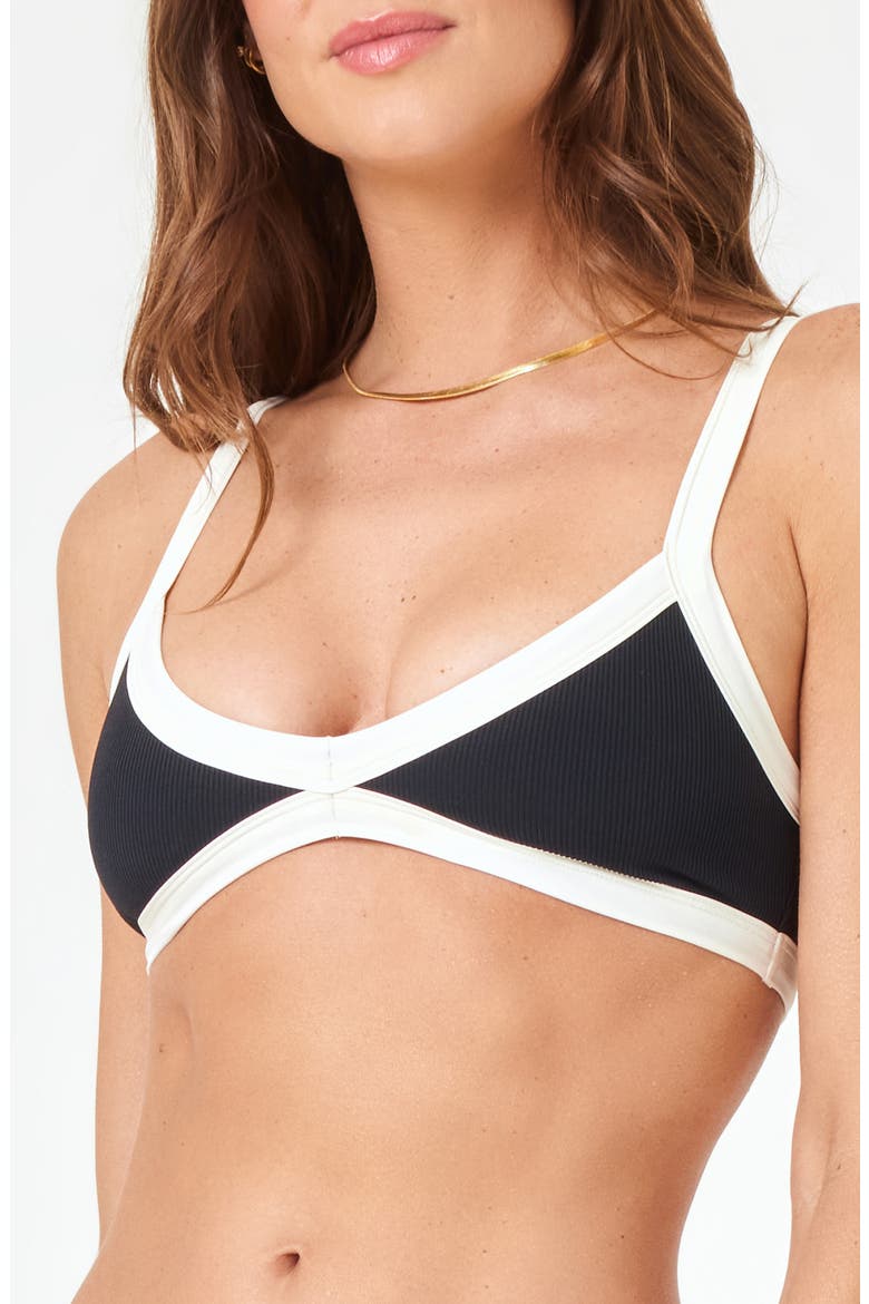Taylor Rib Bikini Top, Main, color, BLACK/ CREAM