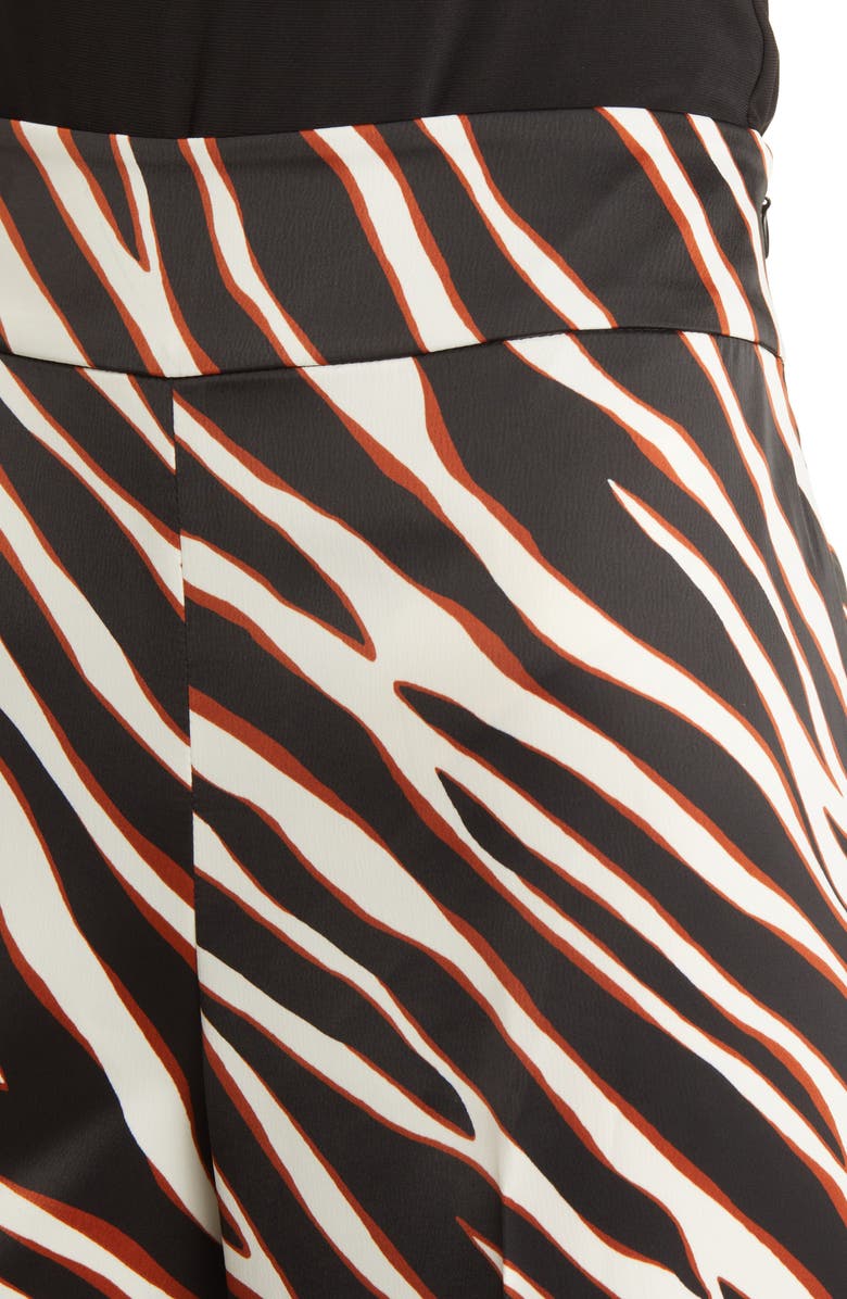 Anne Klein Zebra Print High Waist Wide Leg Satin Pants, Alternate, color,