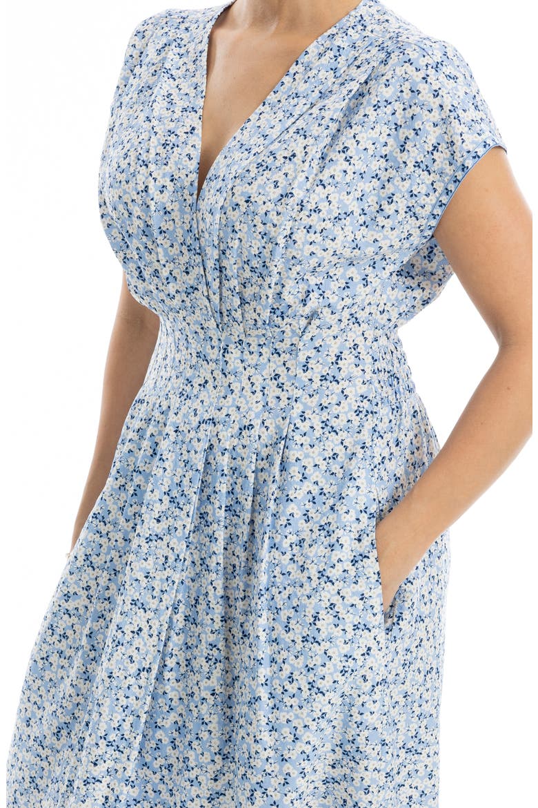 Cap Sleeve Tucked Waist Maxi Dress, Alternate, color, IVORY/ DENIM DAISY