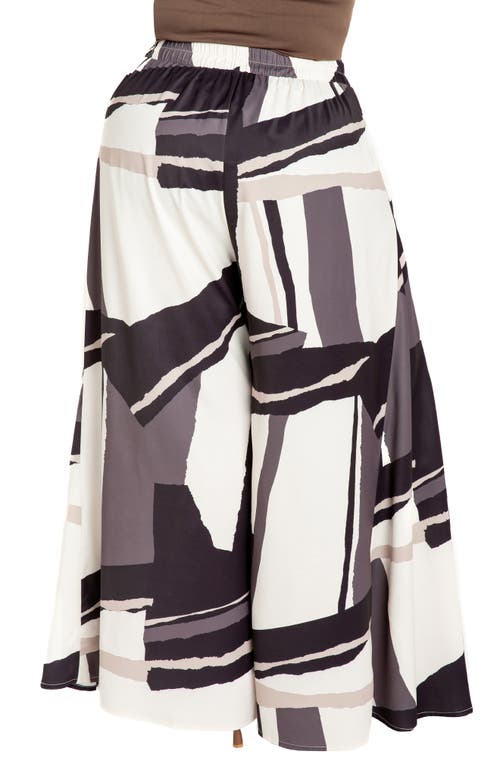 Shop Buxom Couture Geometric Print High Waist Palazzo Pants In Beige Multi