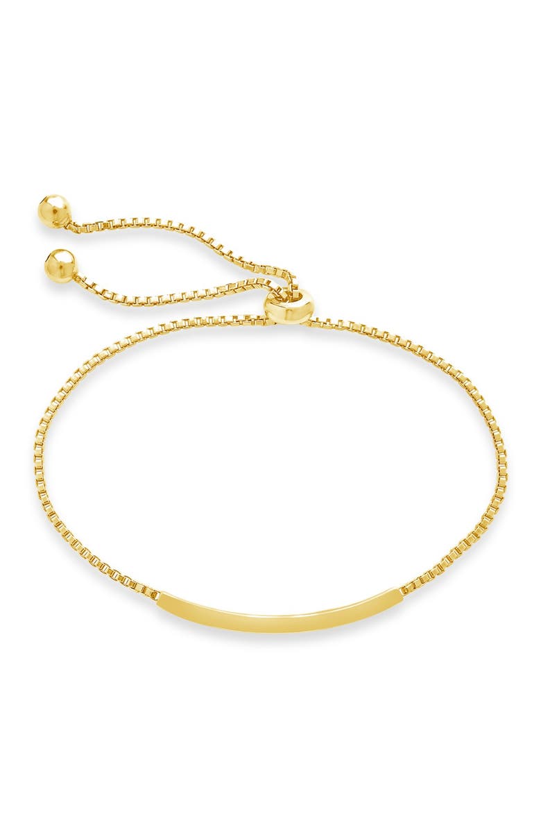 Sterling Forever 14K Gold Plated Brass Inlaid CZ Bar Bolo Bracelet, Alternate, color, 