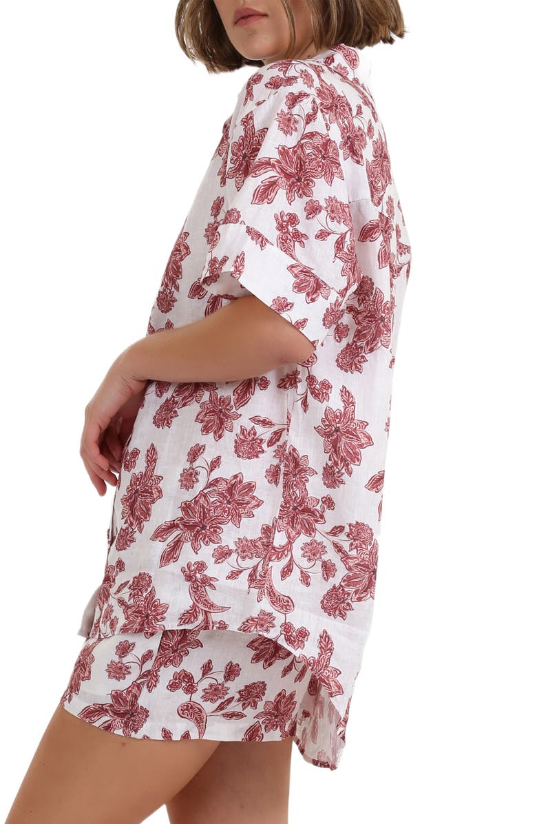 Papinelle Resort Floral Linen Pajama Top, Alternate, color, 