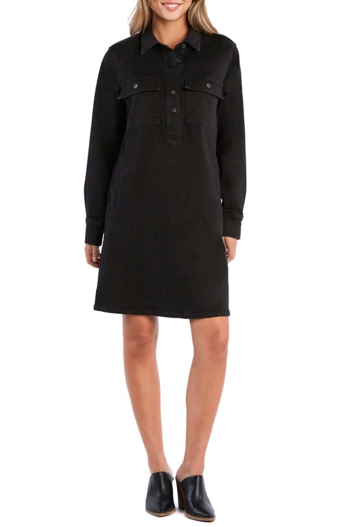 Wash Lab Denim Blakely Popover Long Sleeve Denim Dress in Denim Black 