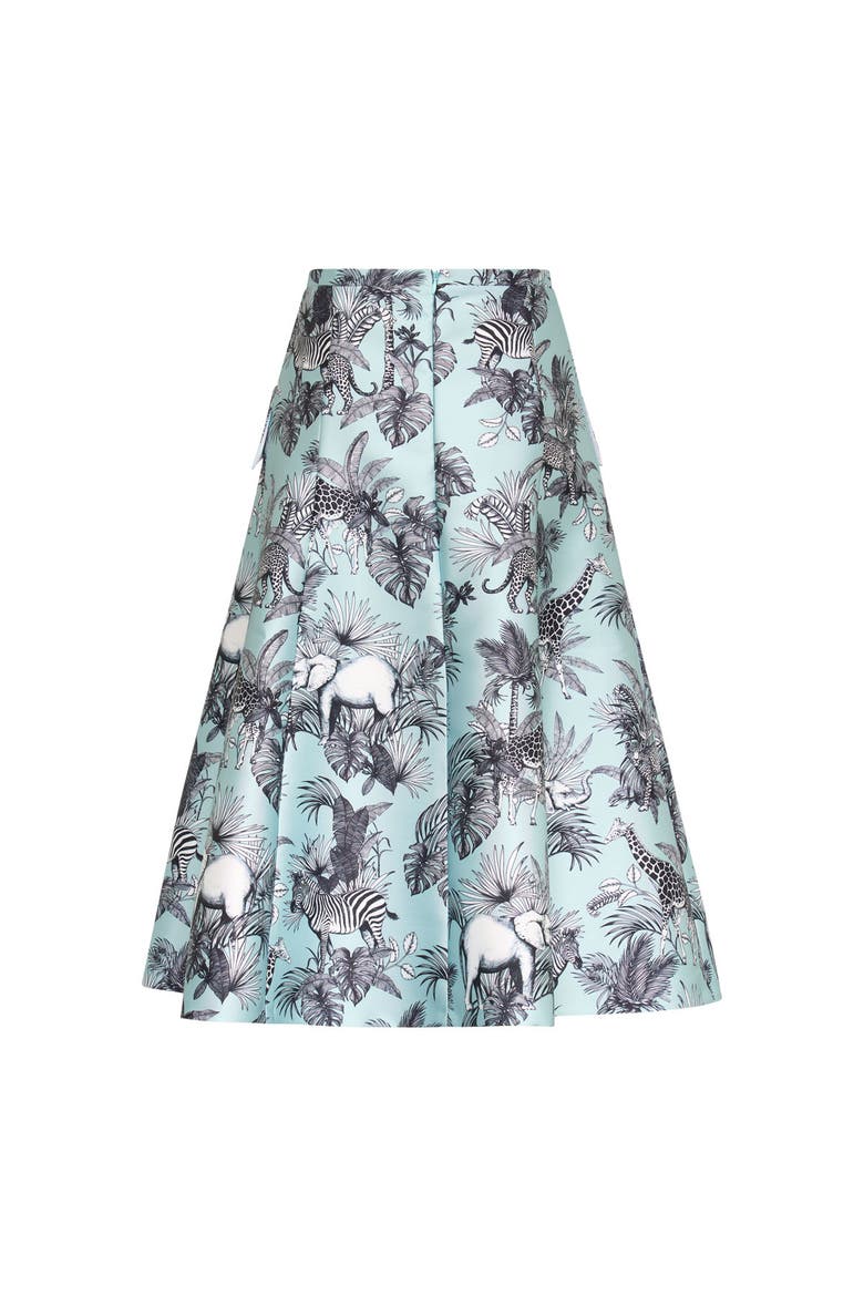 Printed Micado Skirt, Alternate, color, Mint