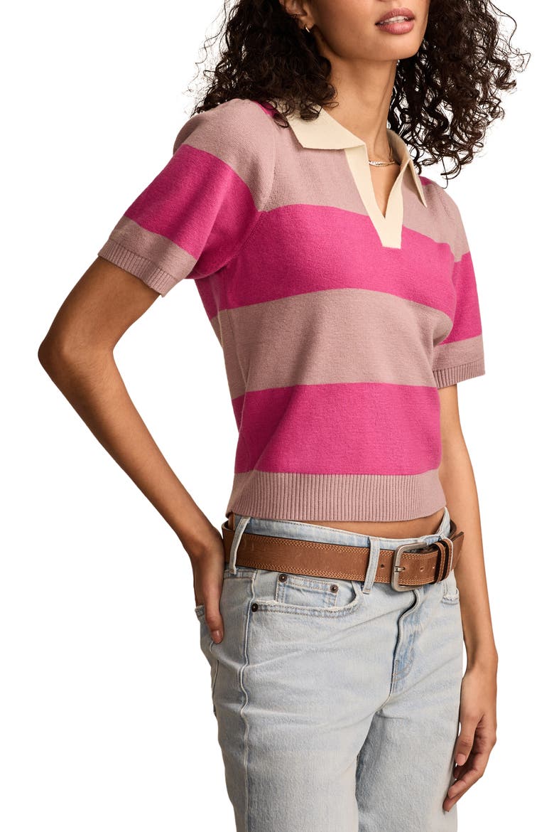 Short Sleeve Polo Sweater, Alternate, color, WOODROSE