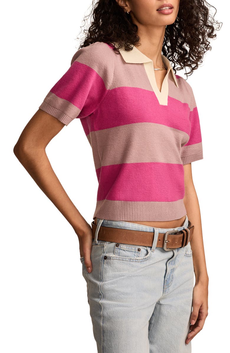 Lucky Brand Short Sleeve Polo Sweater, Alternate, color,
