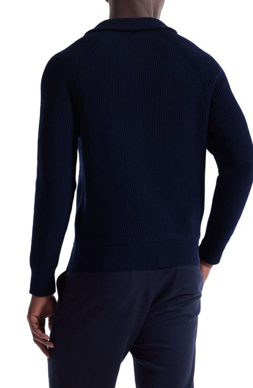 Bugatchi Merino Wool & Cotton Quarter Zip Pullover In Blue