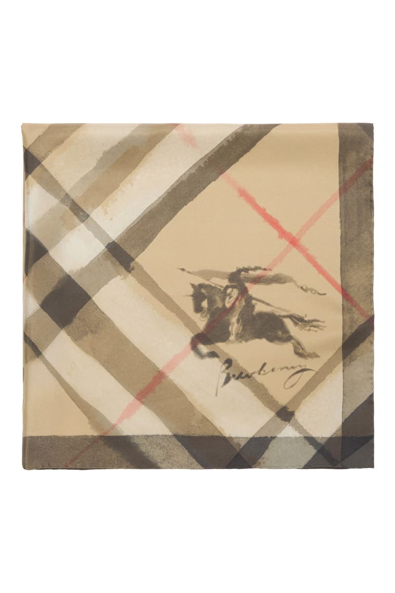 Check EKD Silk Twill Square Scarf, Alternate, color, SAND