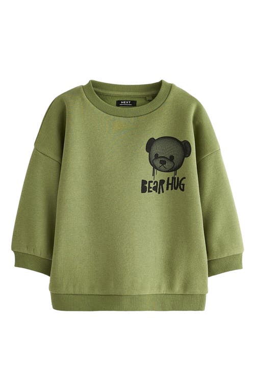 NEXT Kids' Bear Hug Graphic Sweatshirt in Green 