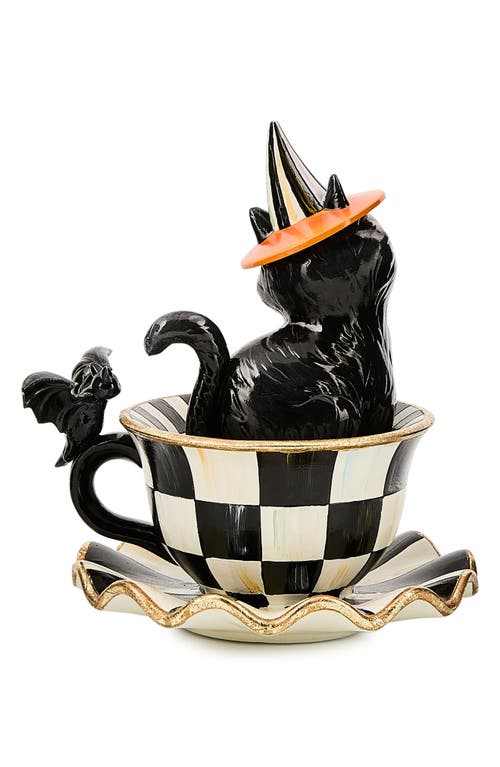 Mackenzie-childs Mackenzie Childs Courtly Check Teacup Ghost Decor In Black