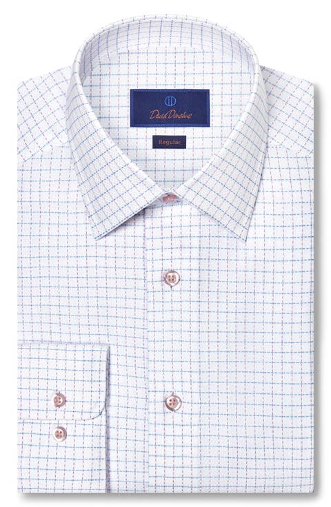Regular Fit Dobby Check Cotton Dress Shirt
