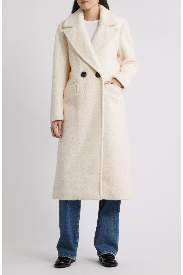 Double Breasted Bouclé Coat, Main, color, CREAM