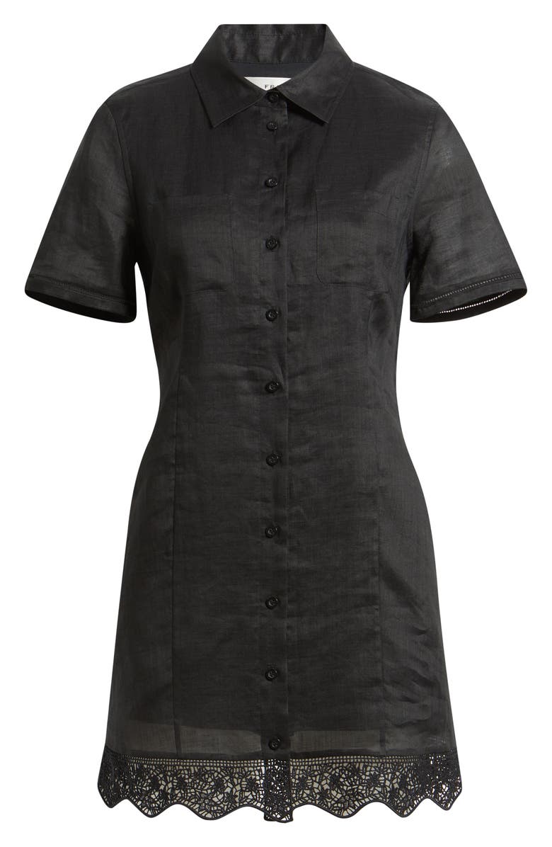 FRAME The Embroidered Seaside Ramie Button-Up Minidress, Alternate, color, Black
