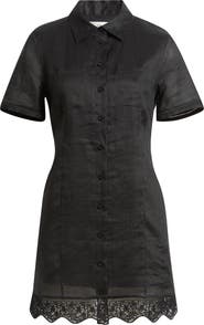 FRAME The Embroidered Seaside Ramie Button-Up Minidress