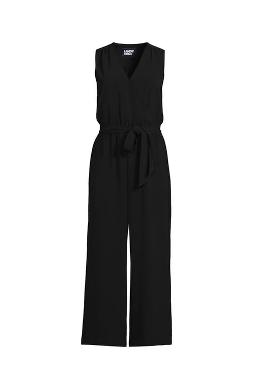 LANDS' END LANDS' END SLEEVELESS CREASELESS WRAP JUMPSUIT