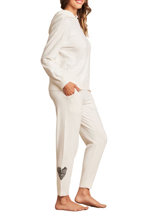 Shop Barefoot Dreams Embroidered Heart Cozychic Ultra Lite® Lounge Pants In Pearl/carbon