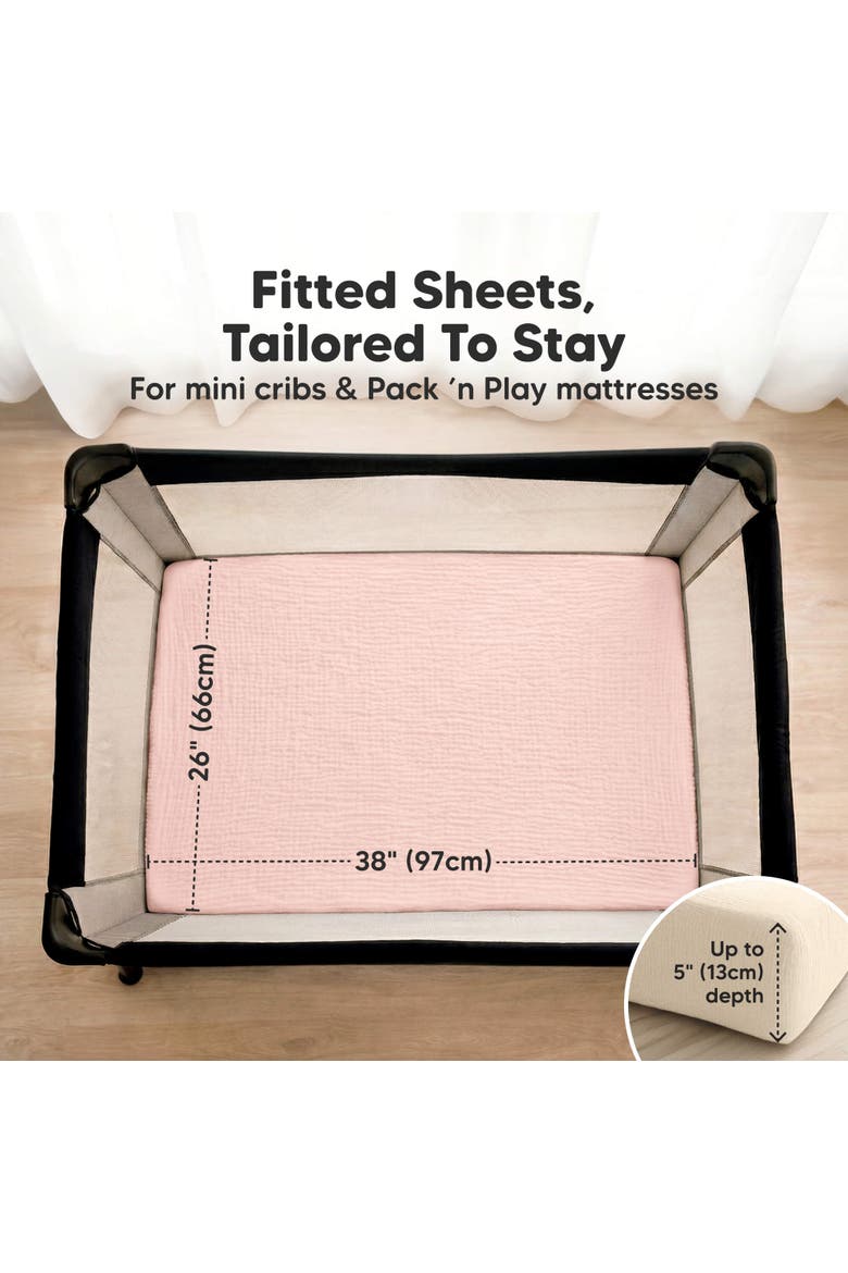 2-Pack Lyra Muslin Mini Crib Sheets, Alternate, color, Cameo