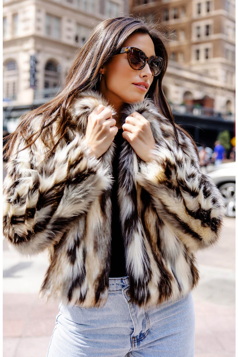Desert Dream Faux Fur Jacket, Alternate, color, MULTI BEIGE